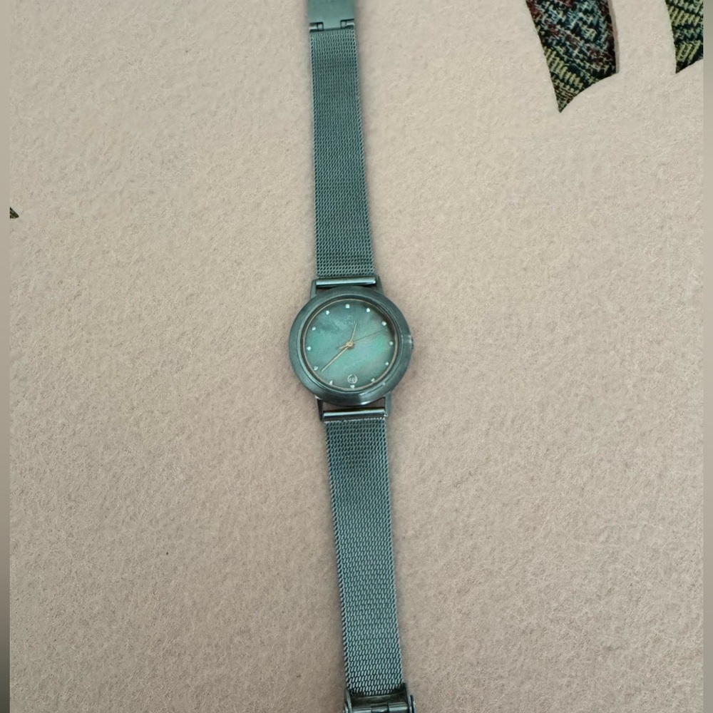 Grenen Gray Mesh Band Watch Irisescent Face w Crystals VGC